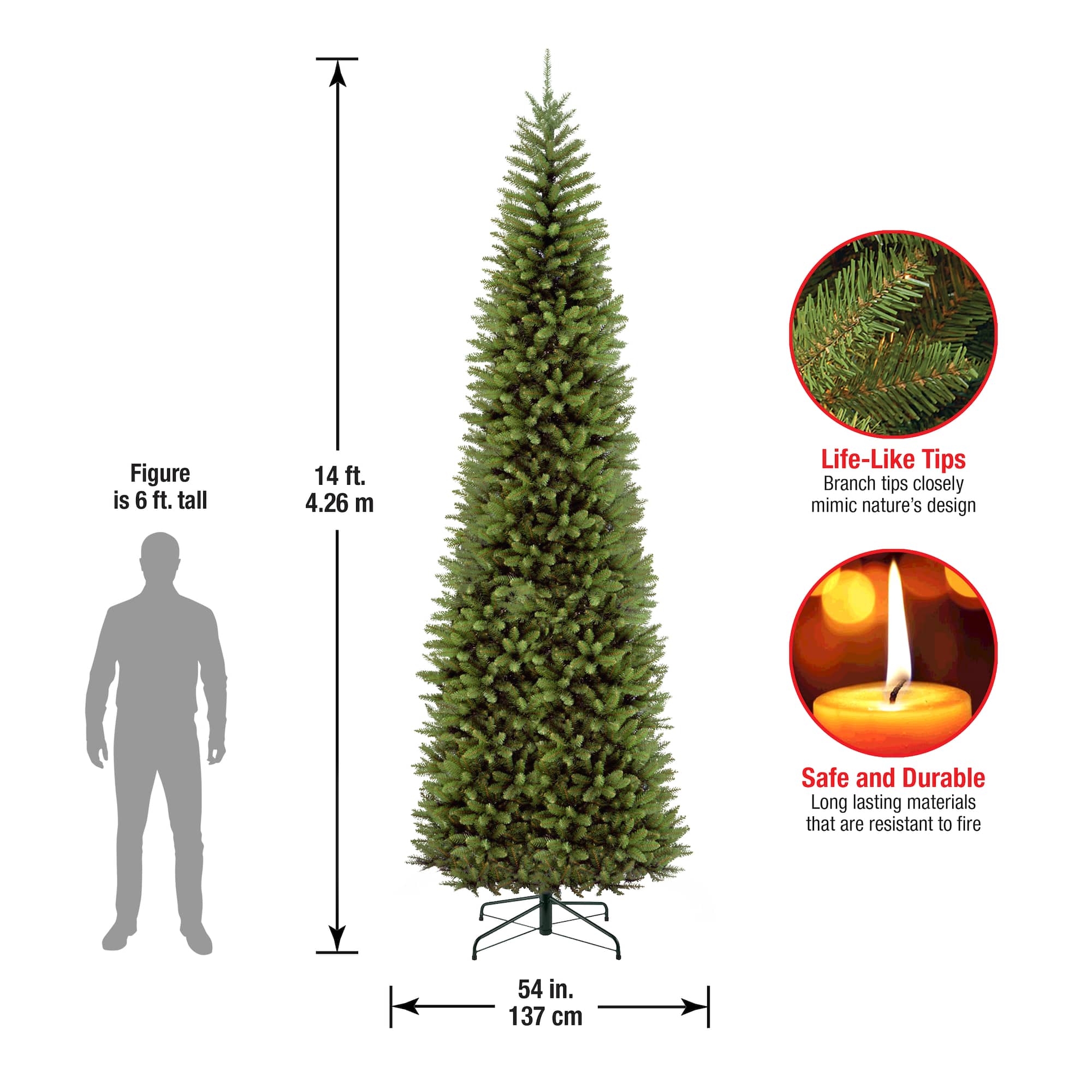 14ft. Unlit Kingswood® Fir Pencil Artificial Christmas Tree